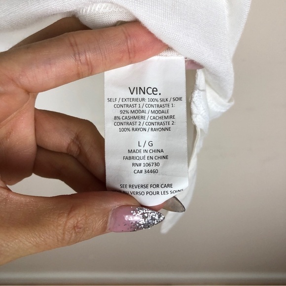 Vince white cuff short sleeve tee size large - Picture 6 of 10